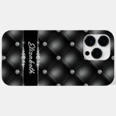 Luxe Black Bling Sparkle Diamond Aangepaste naam Case-Mate iPhone Case (Achterkant (horizontaal))