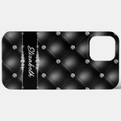 Luxe Black Bling Sparkle Diamond Aangepaste naam Case-Mate iPhone Case (Achterkant (horizontaal))