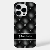 Luxe Black Bling Sparkle Diamond Aangepaste naam Case-Mate iPhone Case (Achterkant)