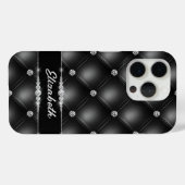 Luxe Black Bling Sparkle Diamond Aangepaste naam Case-Mate iPhone Case (Achterkant (horizontaal))
