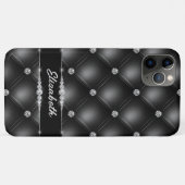 Luxe Black Bling Sparkle Diamond Aangepaste naam Case-Mate iPhone Case (Achterkant (horizontaal))