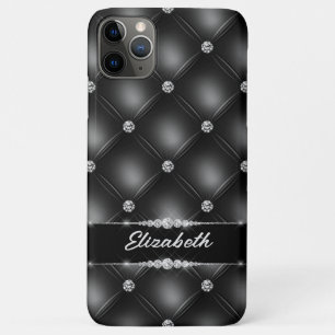 Luxe Black Bling Sparkle Diamond Aangepaste naam Case-Mate iPhone Case
