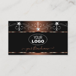 Luxe Black Brown Squiggles Sparkle Jewels Voeg Log Visitekaartje