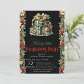 Luxe Black Christmas Party Uitnodiging (Staand voorkant)