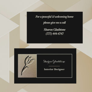 Luxe Black Embossed Flower Visitekaartje