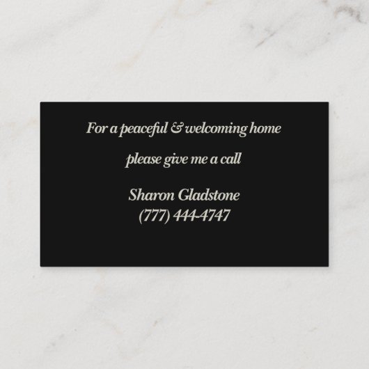 Luxe Black Embossed Flower Visitekaartje (Achterkant)