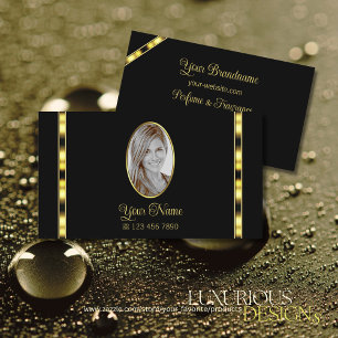 Luxe Black en Gold Chic met Photo Professional Visitekaartje