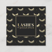 Luxe Black en Gold Eye wimper Vierkante Visitekaartje (Voorkant)