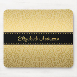 Luxe Black en Gold Jaguar afdrukken met naam Muismat
