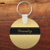 Luxe Black en Gold Jaguar afdrukken met naam Sleutelhanger (Voorkant)