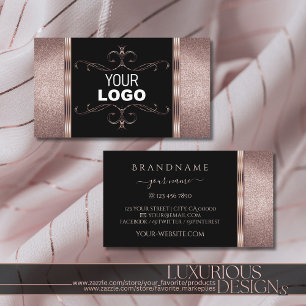 Luxe Black en Roos Gold Glitter Logo toevoegen Visitekaartje