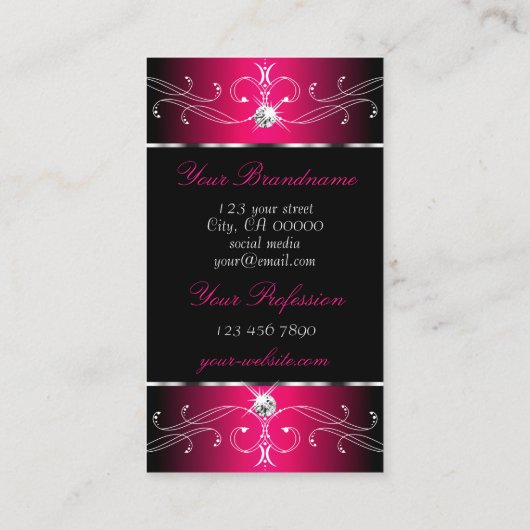 Luxe Black en Roze  Ornamenten met foto Visitekaartje (Achterkant)