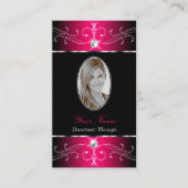 Luxe Black en Roze  Ornamenten met foto Visitekaartje (Voorkant)