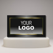 Luxe Black en White Gradient Gold Lijst Logo Visitekaartje