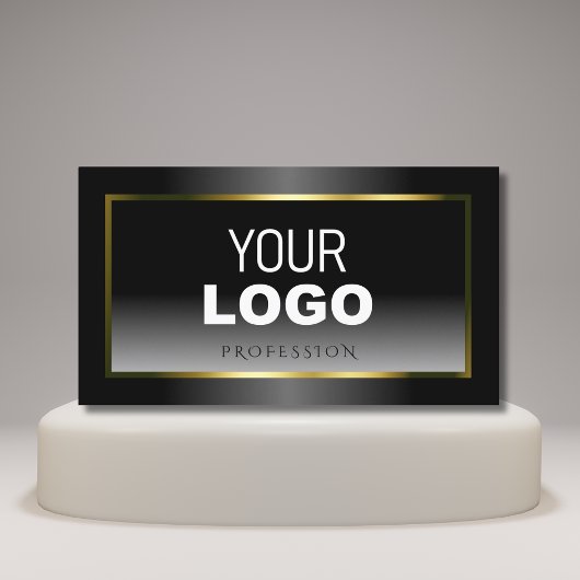 Luxe Black en White Gradient Gold Lijst Logo Visitekaartje