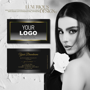 Luxe Black en White Gradient Gold Lijst Logo Visitekaartje