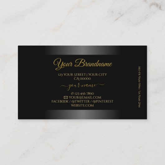 Luxe Black en White Gradient Gold Lijst Logo Visitekaartje (Achterkant)