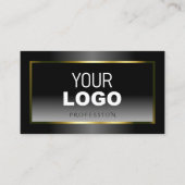Luxe Black en White Gradient Gold Lijst Logo Visitekaartje (Voorkant)
