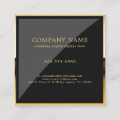 Luxe Black Faux Leather Logo Business Vierkante Visitekaartje (Achterkant)