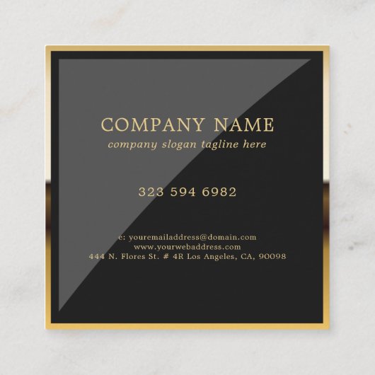 Luxe Black Faux Leather Logo Business Vierkante Visitekaartje (Achterkant)