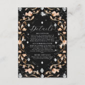 Luxe Black Floral Diamonds Wedding Informatiekaartje (Voorkant)