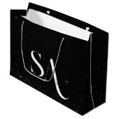 Luxe Black Glitter Cadeautas met Initialen (Voorkant Gekanteld)