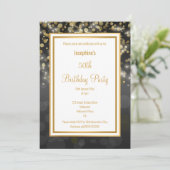 LUXE BLACK GOLD BIRTHDAY INVITATIE KAART (Staand voorkant)