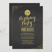 Luxe Black & Gold Birthday Party Kaart (Voorkant / Achterkant)