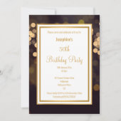 LUXE BLACK GOLD BUBBLES BIRTHDAY INVITATION KAART (Voorkant)