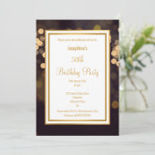 LUXE BLACK GOLD BUBBLES BIRTHDAY INVITATION KAART (Staand voorkant)