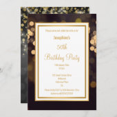 LUXE BLACK GOLD BUBBLES BIRTHDAY INVITATION KAART (Voorkant / Achterkant)