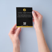 Luxe Black Gold Business Logo Marketing QR-code Flyer (Hand)