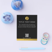 Luxe Black Gold Business Logo Marketing QR-code Flyer (Enkel)