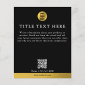 Luxe Black Gold Business Logo Marketing QR-code Flyer (Voorkant)
