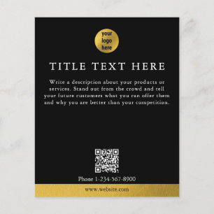 Luxe Black Gold Business Logo Marketing QR-code Flyer