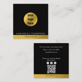 Luxe Black & Gold Business Logo QR-code Vierkante Visitekaartje