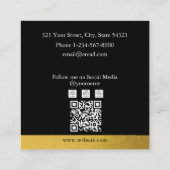 Luxe Black & Gold Business Logo QR-code Vierkante Visitekaartje (Achterkant)