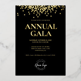 Luxe Black Gold Confetti Company Logo Jaarlijks Ga Folie Feestdagenkaart
