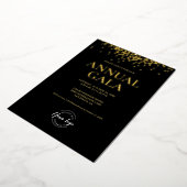 Luxe Black Gold Confetti Company Logo Jaarlijks Ga Folie Feestdagenkaart (Gedraaid)
