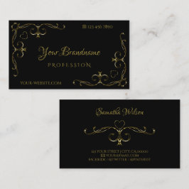 Luxe Black Gold  Corner Borders Ornamental Visitekaartje