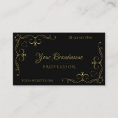 Luxe Black Gold Corner Borders Ornamental Visitekaartje (Voorkant)