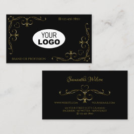 Luxe Black Gold  Corner-grenzen met Logo Visitekaartje