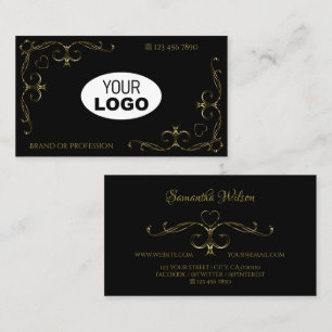 Luxe Black Gold Corner-grenzen met Logo Visitekaartje