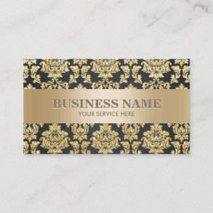 Luxe Black & Gold Damask Professional Visitekaartje