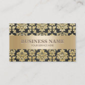 Luxe Black & Gold Damask Professional Visitekaartje (Voorkant)