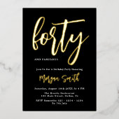 Luxe Black Gold Foil Elegant 40e verjaardag Folie Uitnodiging (Voorkant)