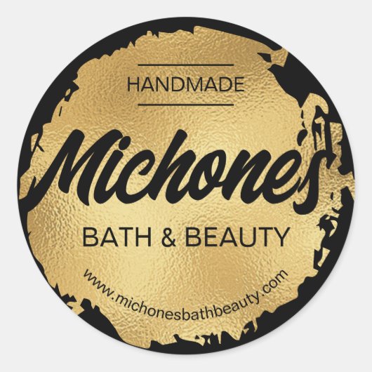 Luxe Black Gold Foil Modern Custom Business Ronde Sticker (Voorkant)
