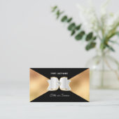 Luxe Black Gold Foil White Bow Rhinestone Diamond Visitekaartje (Staand voorkant)