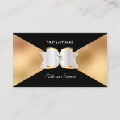 Luxe Black Gold Foil White Bow Rhinestone Diamond Visitekaartje (Voorkant)