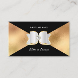 Luxe Black Gold Foil White Bow Rhinestone Diamond Visitekaartje